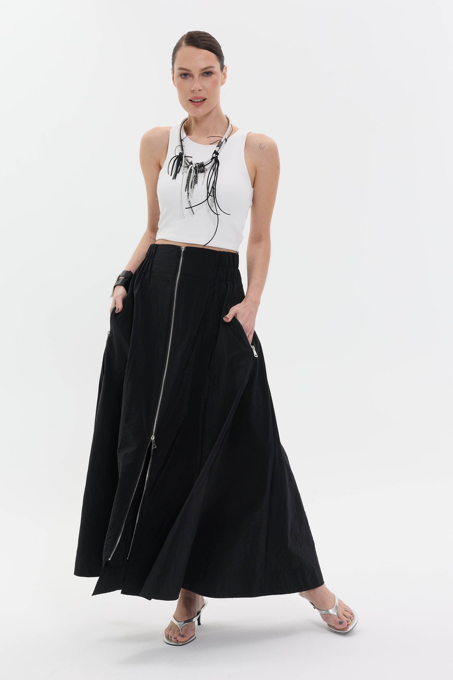 Zip Flow Skirt | Fermuarlı Uzun Kadın Etek