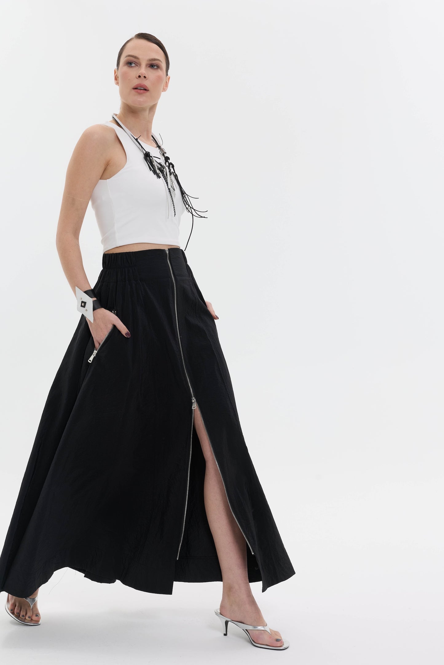 Zip Flow Skirt | Fermuarlı Uzun Kadın Etek