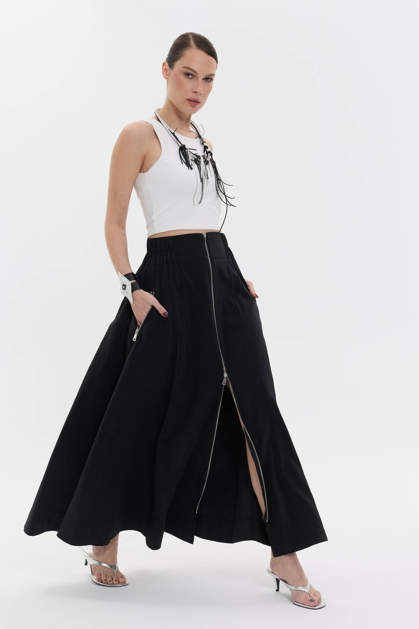 Zip Flow Skirt | Fermuarlı Uzun Kadın Etek