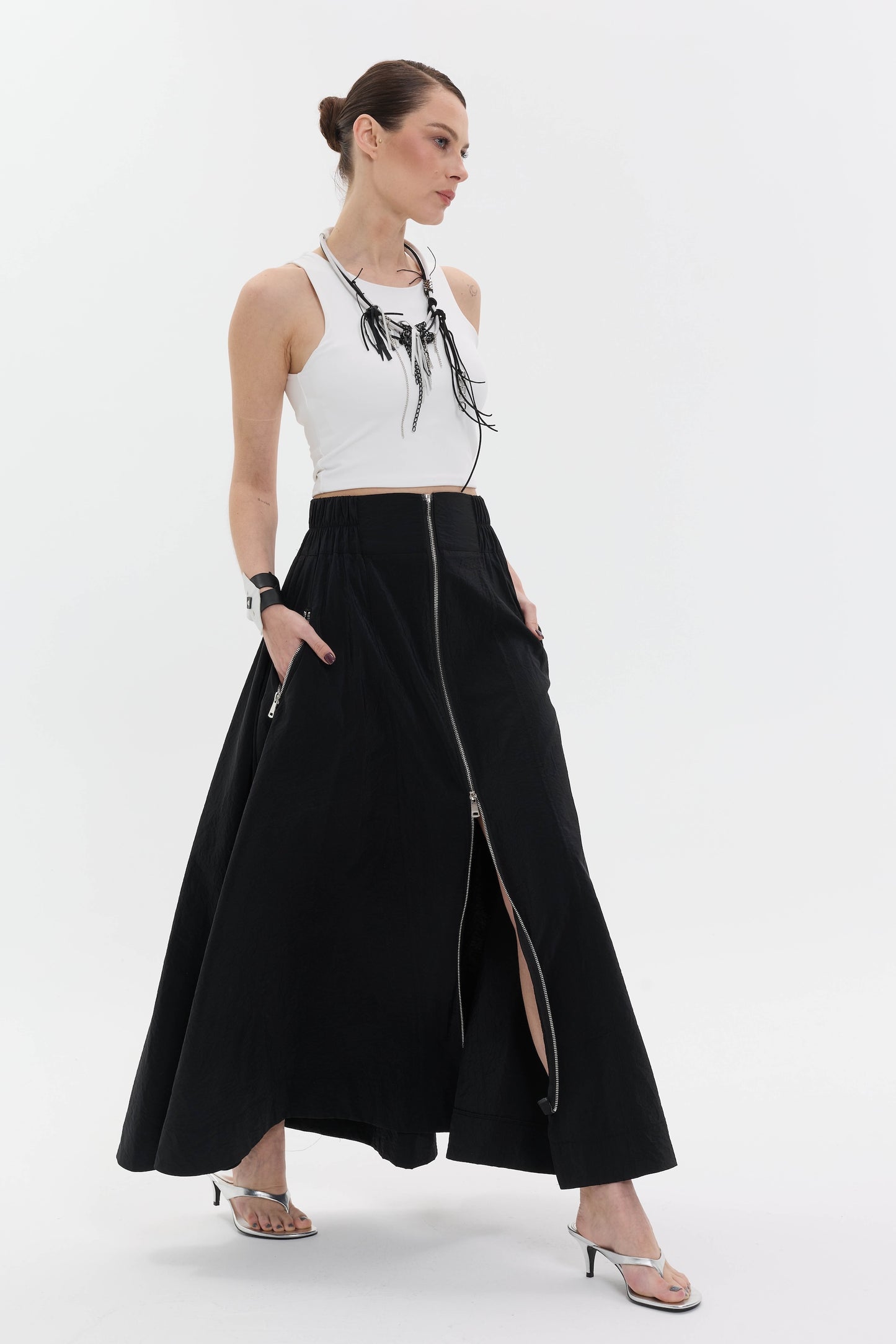 Zip Flow Skirt | Fermuarlı Uzun Kadın Etek