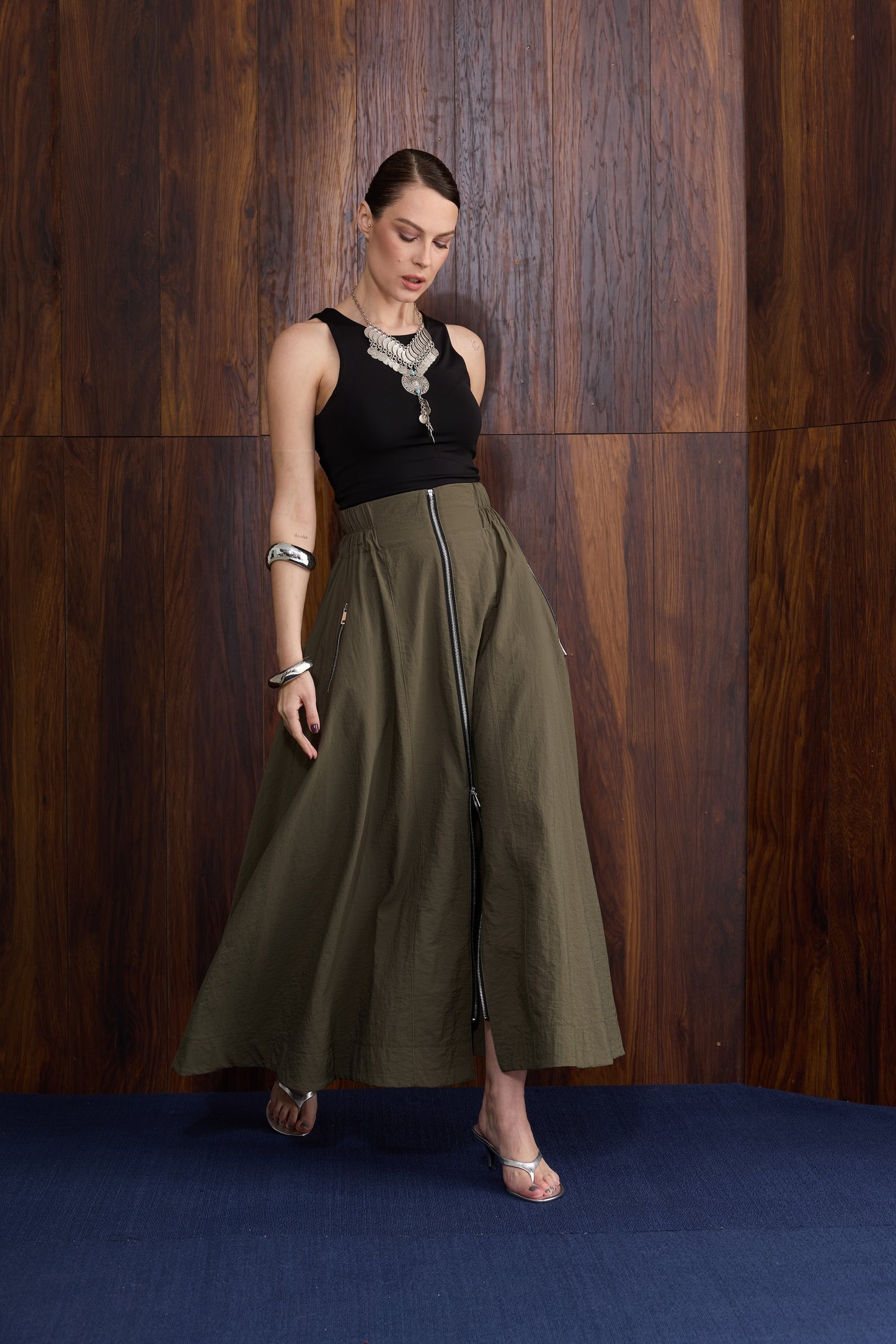 Zip Flow Skirt | Fermuarlı Uzun Kadın Etek