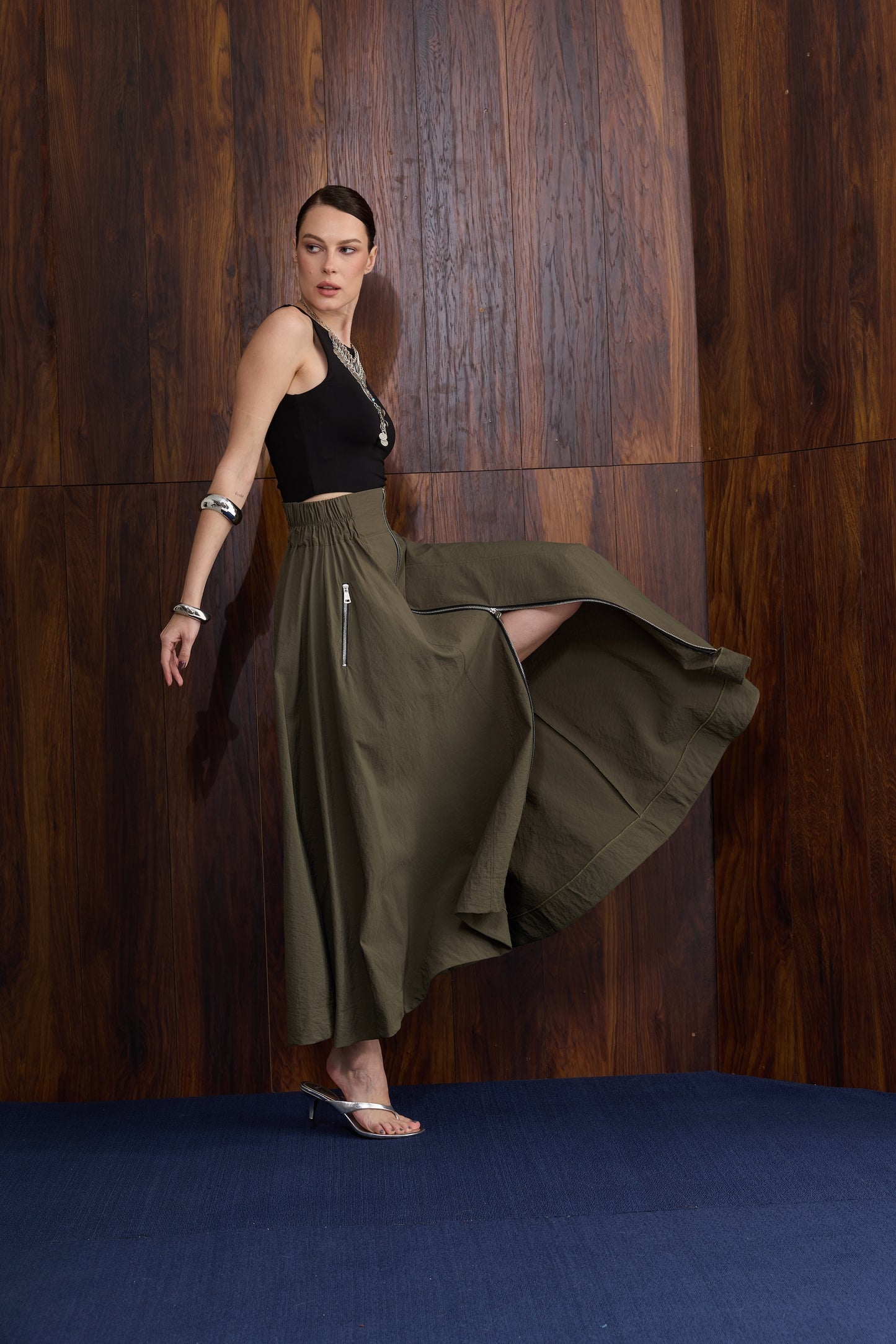 Zip Flow Skirt | Fermuarlı Uzun Kadın Etek