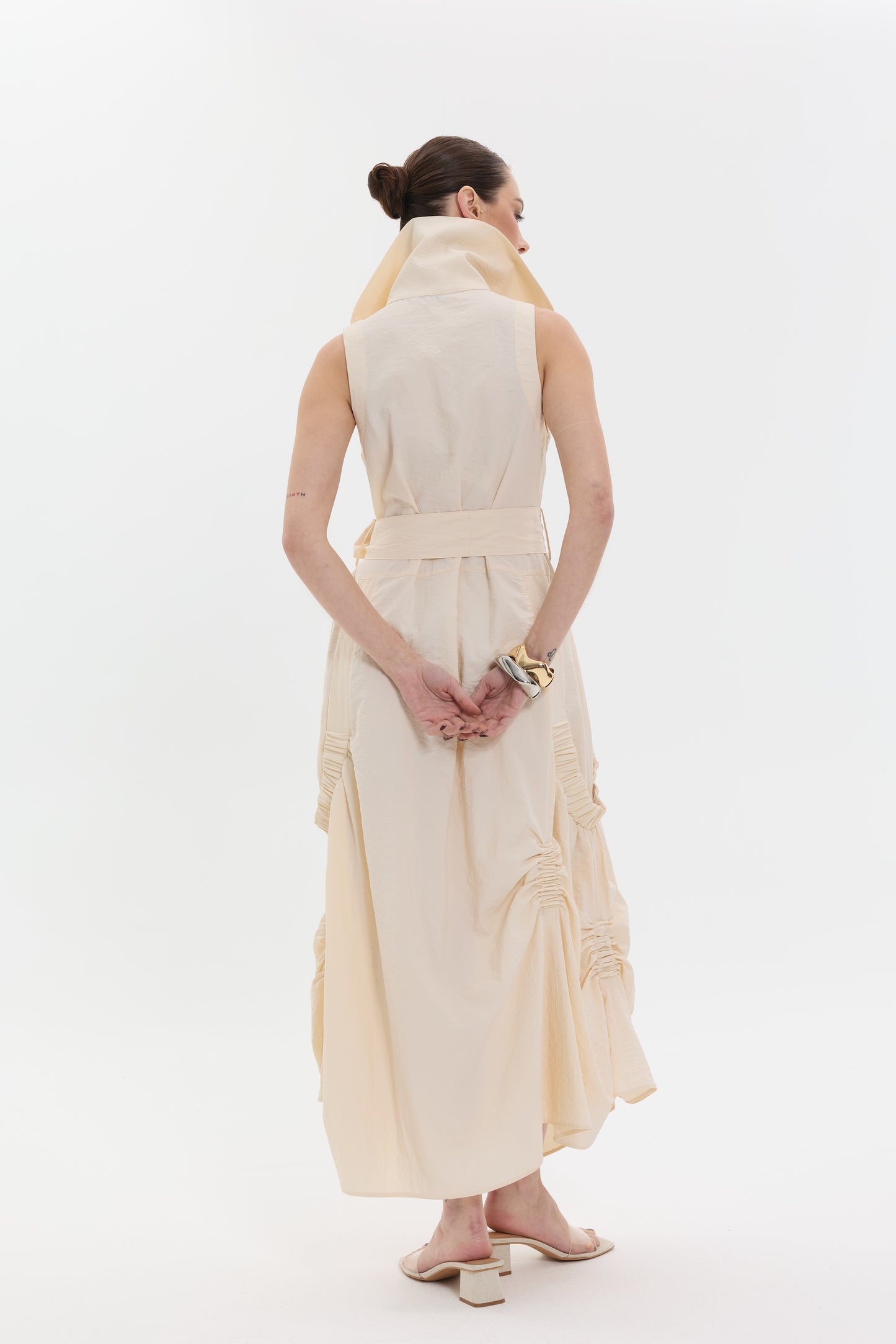 Ivory Form Dress | Fermuarlı Bej Uzun Kadın Elbise