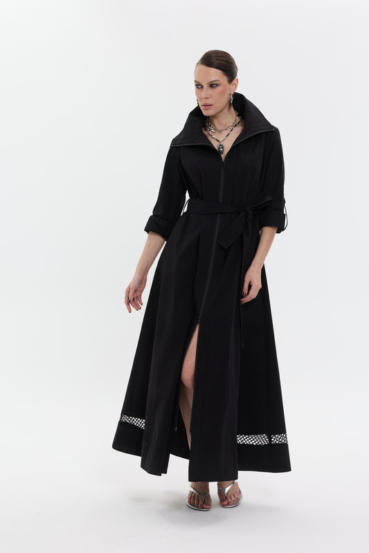 Noir Edge Dress | Fermuarlı Siyah Uzun Kadın Elbise