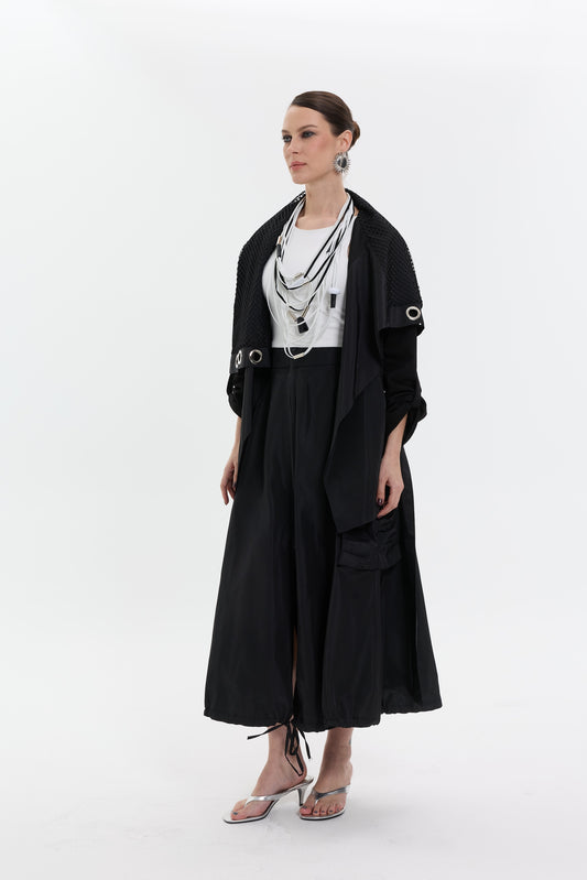 Noir Mesh Layer Cardigan | Katmanlı Siyah Kadın Hırka